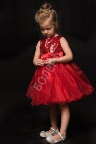 Нарядное платье для девочки модель 307 "Малышка" цвет красный